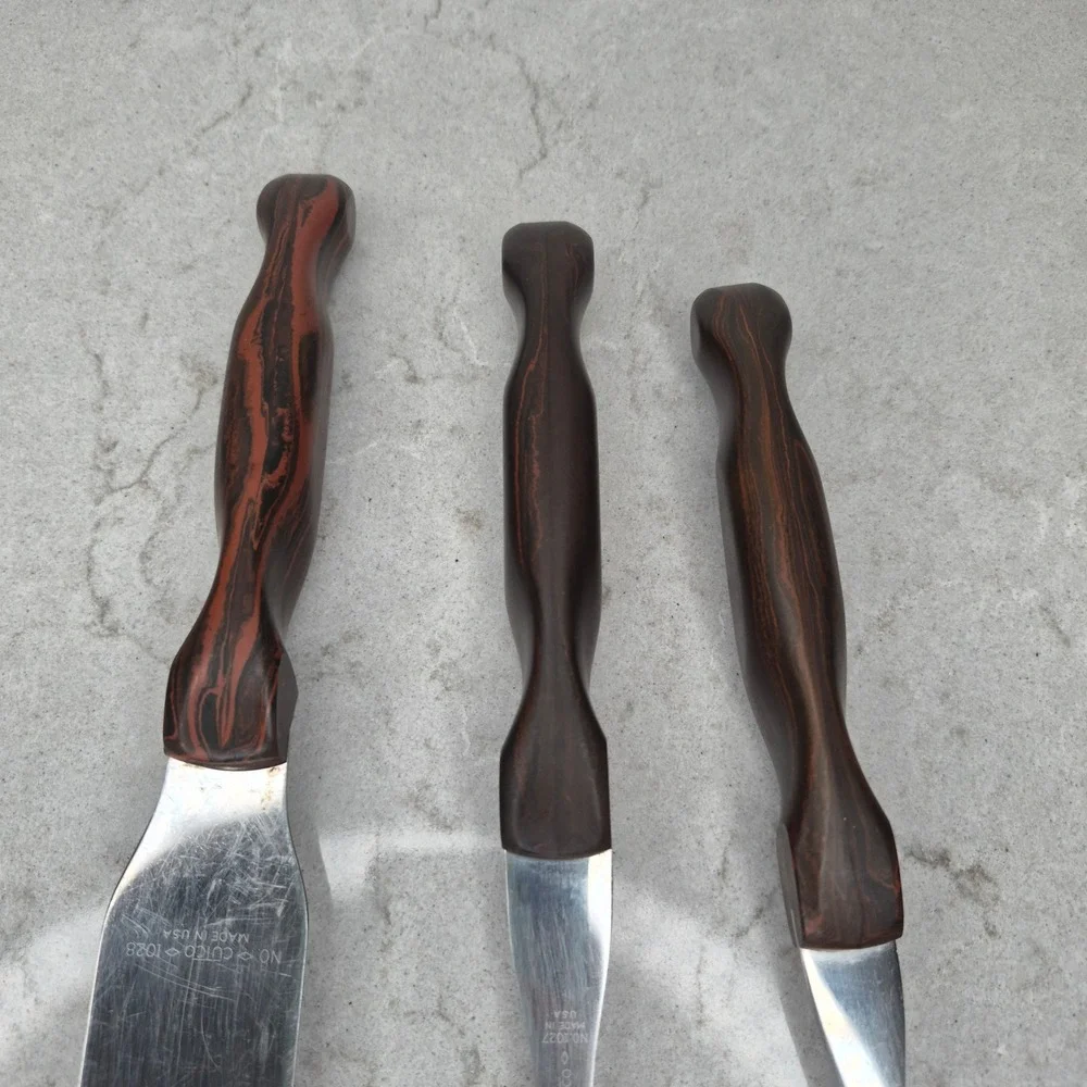 Cutco Vintage 1026 1027 1028 Serving Set Spatula Forks Brown Handle USA